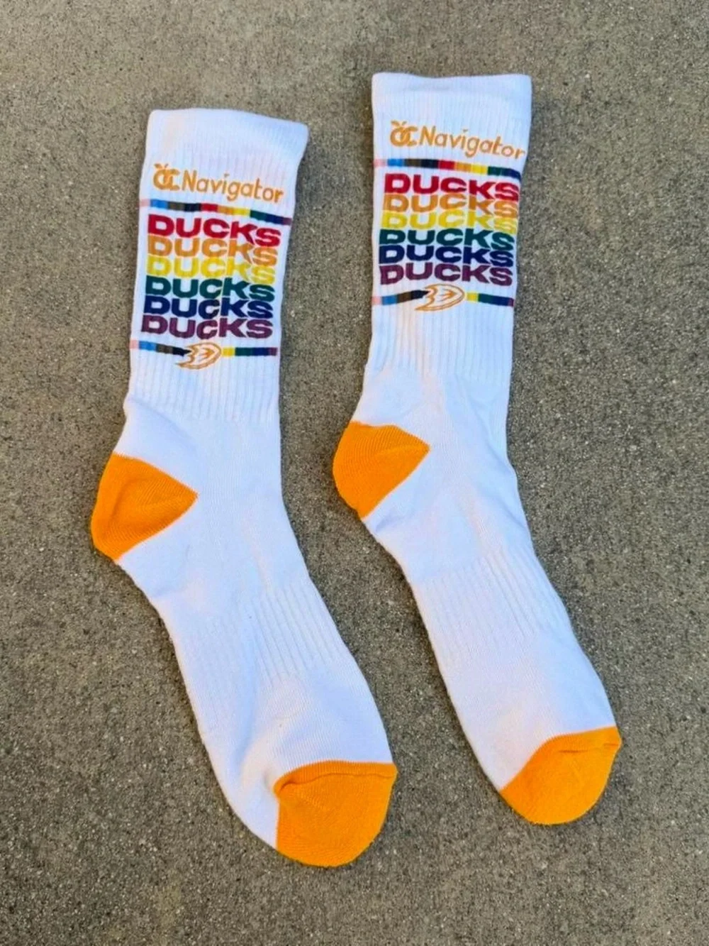 Anaheim Ducks Pride Rainbow Athletic Socks NWOT One Size Unisex